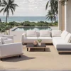 ploss Lunare XL Gartenlounge, cashmere sand/anthrazit, Aluminium, mit Holzdekor, Tisch 90 x 90 cm, Quick Dry Foam, inkl. Kissen
