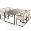 ploss Reverie Garten-Essgruppe mit 6 Sesseln, anthrazit/creme, Alu/Polyester/Rope, 200 x 100 cm, Holzoptik, inkl. Polster
