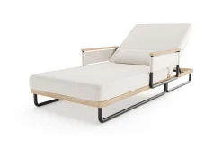 ploss Reverie Gartenliege, creme/anthrazit, Alu/Polyester/Rope, 200 x 82 x 30 cm, 6-fach verstellbar, inkl. Polster