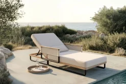 ploss Reverie Gartenliege, creme/anthrazit, Alu/Polyester/Rope, 200 x 82 x 30 cm, 6-fach verstellbar, inkl. Polster