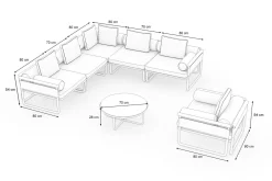 ploss Reverie Light Plus Gartenlounge, creme/anthrazit/natur, Aluminium/Polyester/Glas, 80 x 80 cm, Holzdekor, inkl. Sessel