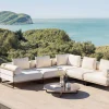 ploss Reverie M Gartenlounge, creme/anthrazit, Aluminium/Polyester/Glas, 90 x 90 cm, wetterfest, Rope-Design, Holzdekor