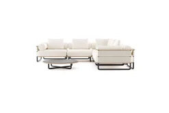 ploss Reverie M Gartenlounge, creme/anthrazit, Aluminium/Polyester/Glas, 90 x 90 cm, wetterfest, Rope-Design, Holzdekor