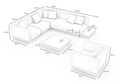 ploss Solera L Gartenlounge, anthrazit/schwarz,, Alu/Polyester/Glas, ca. 368 x 290 cm, Holzdekor, Quick Dry Foam, inkl. Polster