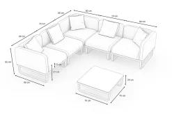 ploss Solera Light Gartenlounge, anthrazit, Alu/Polyester/Glas, 320 x 240 cm, wetterfest, Holzdekor, inkl. Kissen