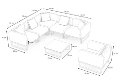 ploss Solera Light Plus Gartenlounge, anthrazit/schwarz, Alu/Polyester/Glas, Beistelltisch 80 x 80 cm, Quick Dry Foam, Holzdekor, inkl. Einsitzer-Sofa