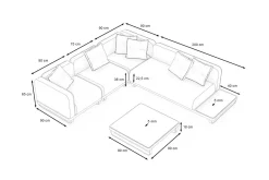 ploss Solera M Gartenlounge, anthrazit/schwarz, Alu/Polyester/Glas, 290 x 200 cm, wetterfest, Quick Dry Foam, Holzdekor