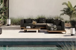 ploss Solera M Gartenlounge, anthrazit/schwarz, Alu/Polyester/Glas, 290 x 200 cm, wetterfest, Quick Dry Foam, Holzdekor