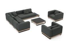 ploss Solera XL Gartenlounge, anthrazit, Alu/Polyester/Glas, 90 x 90 cm Tisch, inkl. Polster