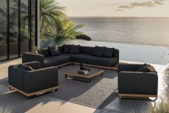 ploss Solera XL Gartenlounge, anthrazit, Alu/Polyester/Glas, 90 x 90 cm Tisch, inkl. Polster