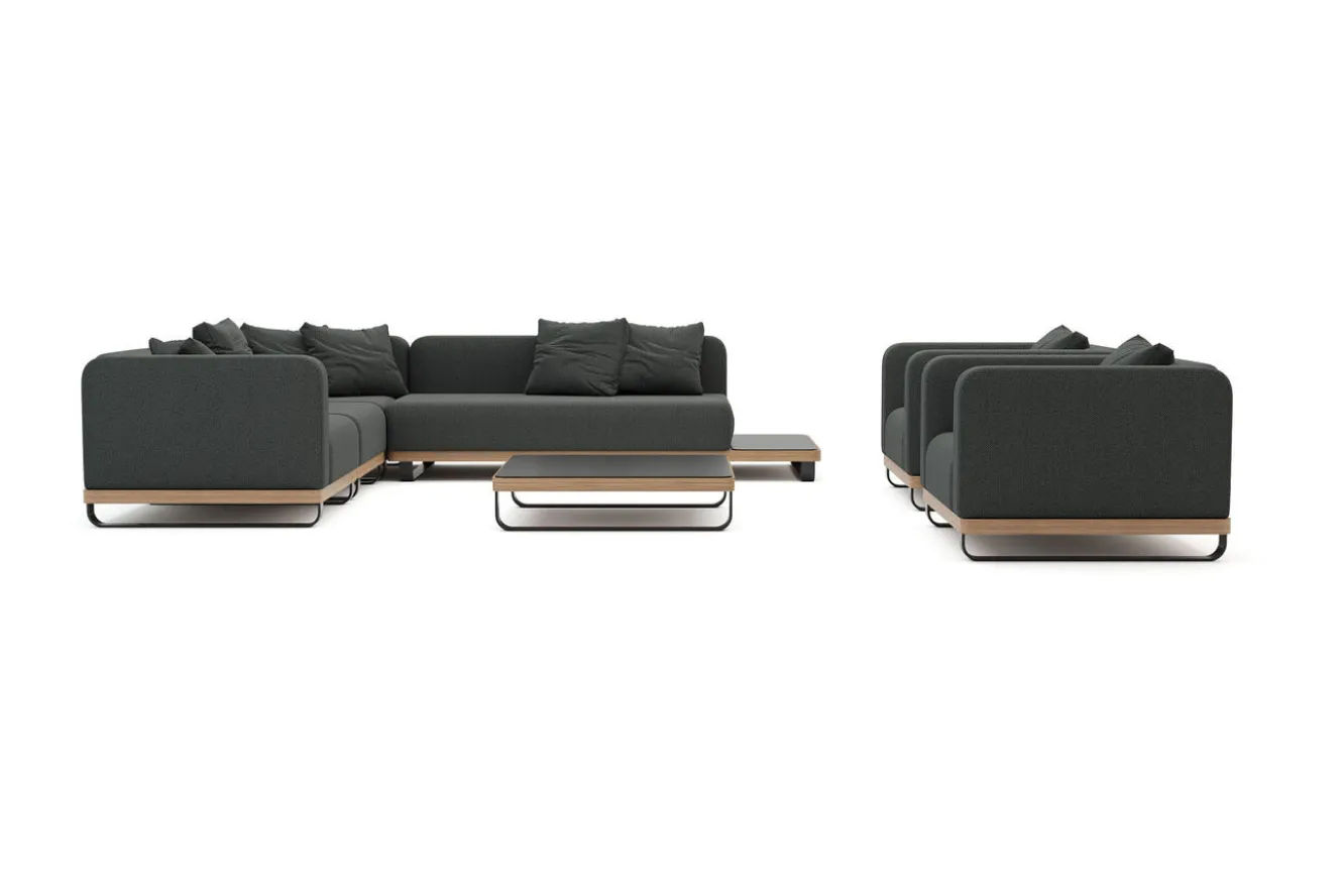 ploss Solera XL Gartenlounge, anthrazit, Alu/Polyester/Glas, 90 x 90 cm Tisch, inkl. Polster