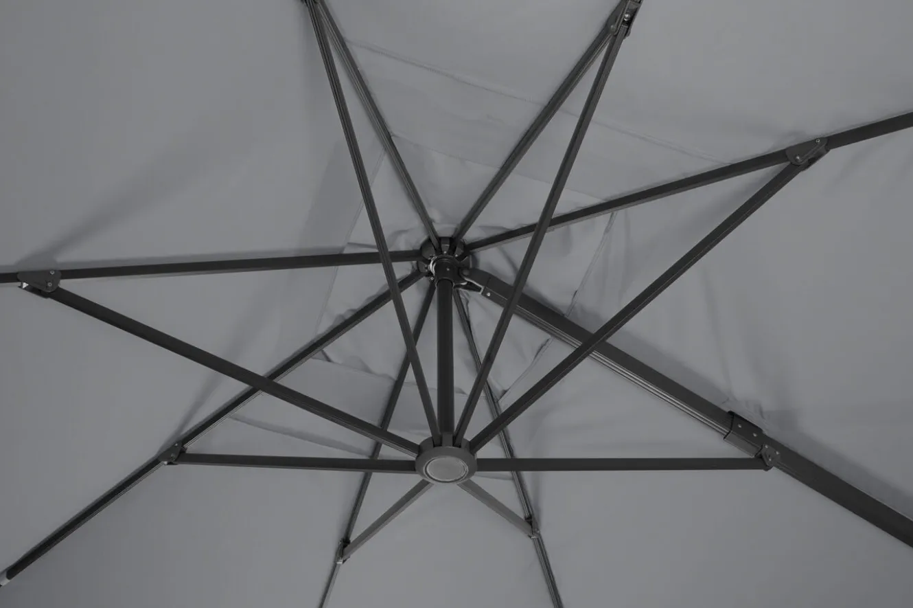 SCHNEIDER Exklusivmodell Rhodos Grande Ampelschirm, silbergrau, 400 x 300 cm, rechteckig