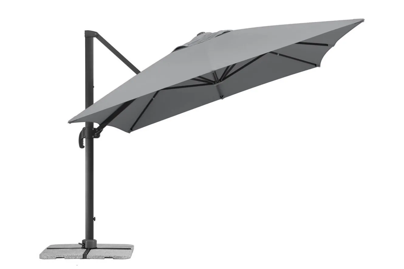 SCHNEIDER Exklusivmodell Rhodos Grande Ampelschirm, silbergrau, 400 x 300 cm, rechteckig
