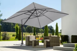 SCHNEIDER Exklusivmodell Rhodos Grande Ampelschirm, silbergrau, 400 x 300 cm, rechteckig