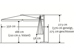 SCHNEIDER Rhodos Ampelschirm, natur, quadratisch, 300 x 300 cm