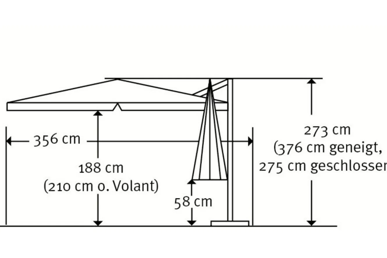 SCHNEIDER Rhodos Ampelschirm, natur, quadratisch, 300 x 300 cm
