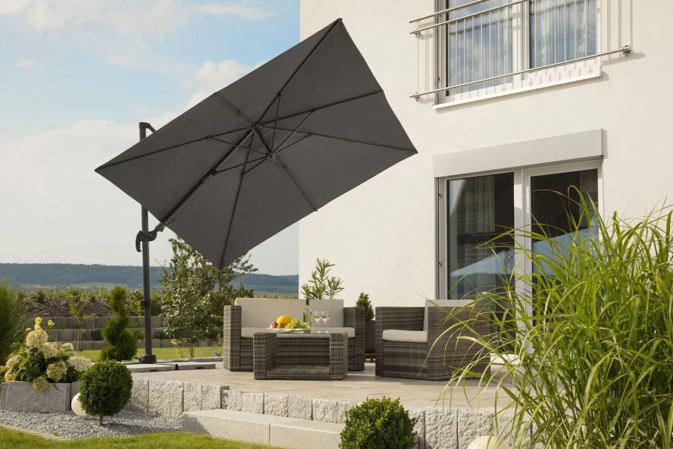 SCHNEIDER Rhodos Eco Twist Ampelschirm, anthrazit, quadratisch, 270 x 270 cm