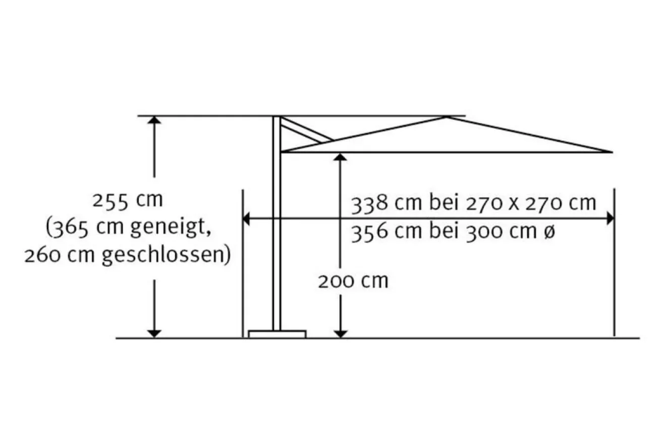 SCHNEIDER Rhodos Eco Twist Ampelschirm, anthrazit, quadratisch, 270 x 270 cm