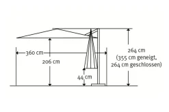 SCHNEIDER Rhodos Grande Ampelschirm, natur, 400 x 300 cm, rechteckig