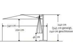 SCHNEIDER Rhodos Junior Ampelschirm, anthrazit, quadratisch, 270 x 270 cm