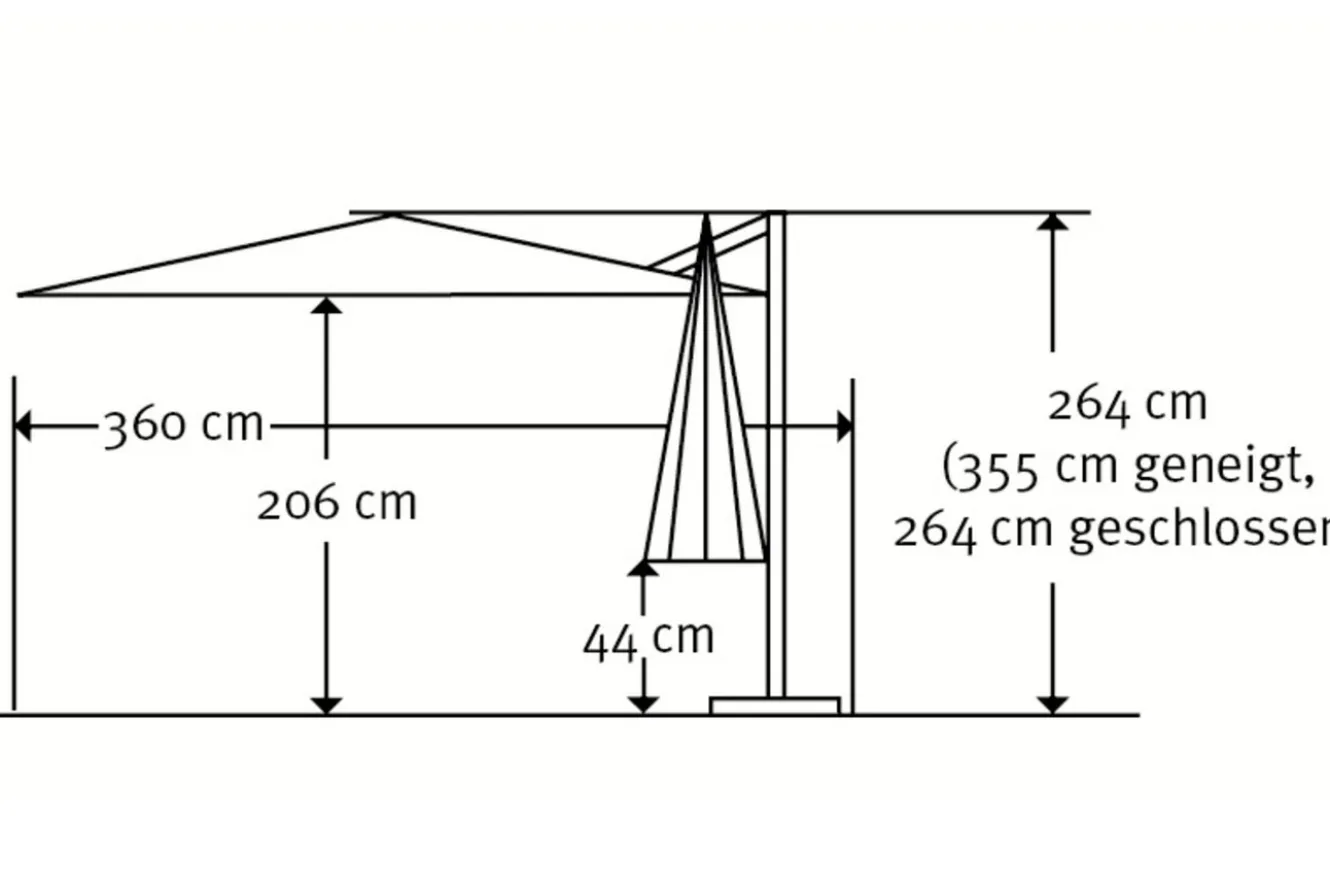 SCHNEIDER Rhodos Twist Ampelschirm, anthrazit, quadratisch, 300 x 300 cm