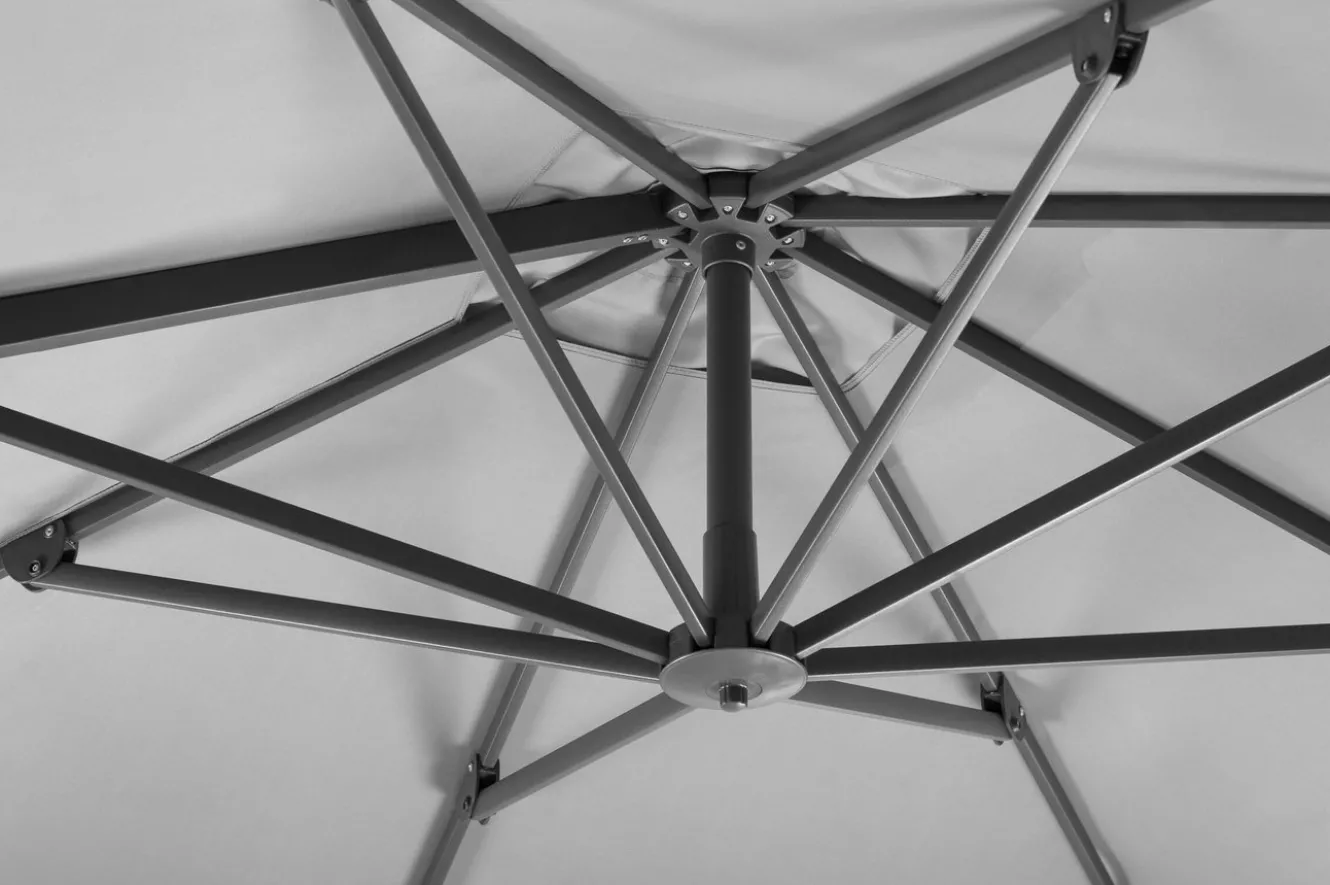 SCHNEIDER Rhodos Twist Ampelschirm, silbergrau, quadratisch, 300 x 300 cm