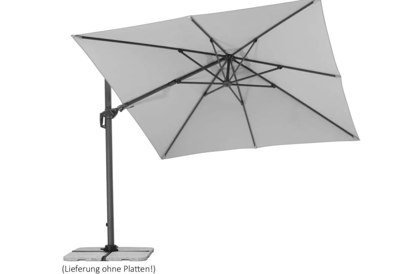SCHNEIDER Rhodos Twist Ampelschirm, silbergrau, quadratisch, 300 x 300 cm