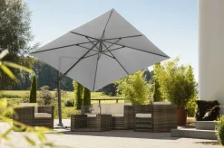 SCHNEIDER Rhodos Twist Ampelschirm, silbergrau, quadratisch, 300 x 300 cm