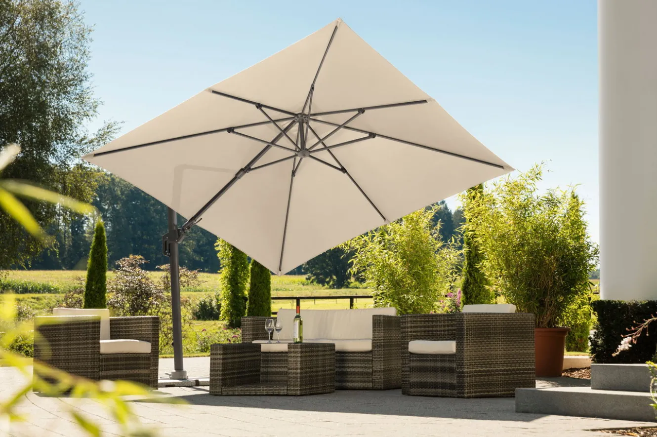 SCHNEIDER Rhodos Twist Ampelschirm, natur, 300 x 300 cm, quadratisch