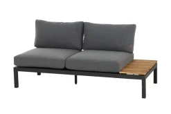SIENA GARDEN Alvida Gartenlounge, matt anthrazit/grau, Alu/Ranotex®-Gewebe/Teak, 4 Personen, inkl. Polster