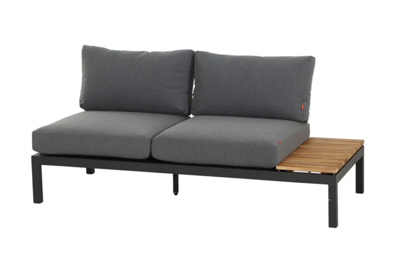 SIENA GARDEN Alvida Gartenlounge, matt anthrazit/grau, Alu/Ranotex®-Gewebe/Teak, 4 Personen, inkl. Polster