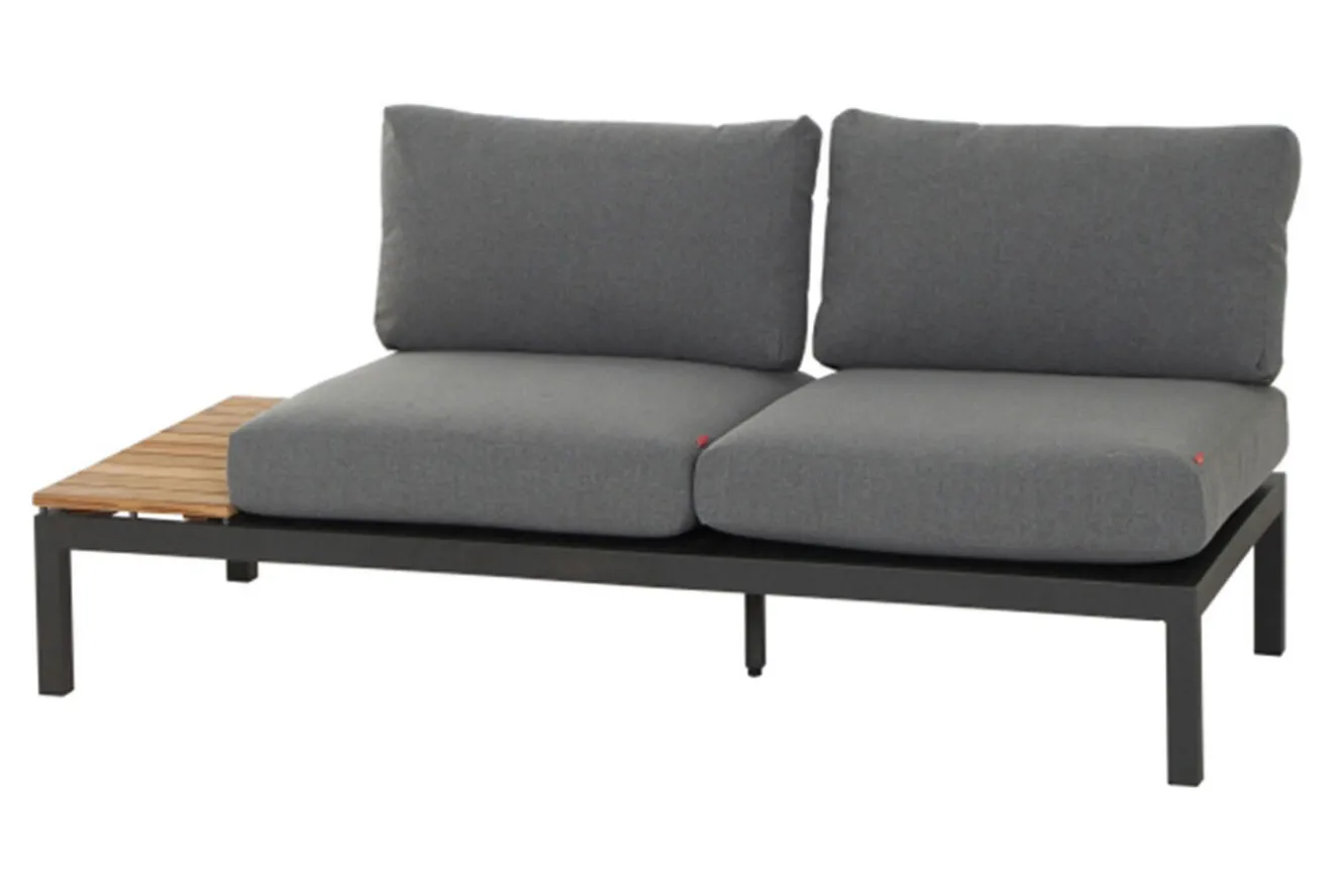 SIENA GARDEN Alvida Gartenlounge, matt anthrazit/grau, Alu/Ranotex®-Gewebe/Teak, 4 Personen, inkl. Polster