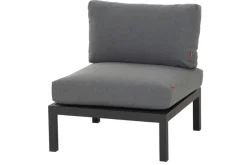 SIENA GARDEN Alvida Gartenlounge, matt anthrazit/grau, Alu/Ranotex®-Gewebe/Teak, Tisch 74x74 cm, 5 Personen, inkl. Polster