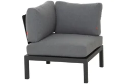 SIENA GARDEN Alvida Gartenlounge, matt anthrazit/grau, Alu/Ranotex®-Gewebe/Teak, Tisch 74x74 cm, 5 Personen, inkl. Polster