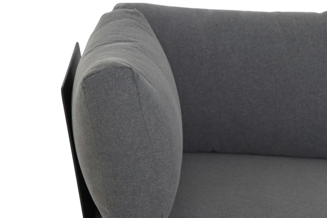 SIENA GARDEN Alvida Gartenlounge, matt anthrazit/grau, Alu/Ranotex®-Gewebe/Teak, Tisch 74x74 cm, 5 Personen, inkl. Polster