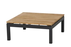 SIENA GARDEN Alvida Gartenlounge, matt anthrazit/grau, Alu/Ranotex®-Gewebe/Teak, Tisch 74x74 cm, 5 Personen, inkl. Polster