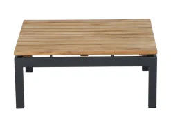 SIENA GARDEN Alvida Lounge Set, matt anthrazit/grau, Alu/Ranotex®-Gewebe/Teak, Tisch 74x74cm, inkl. Polster