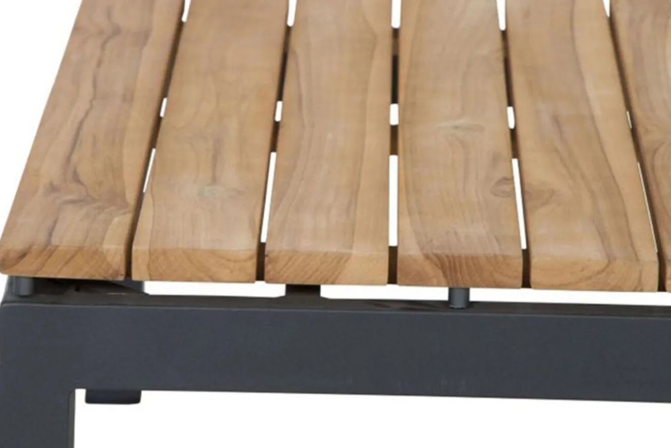 SIENA GARDEN Alvida Loungetisch, anthrazit/natur, Aluminium/Teakholz, 74x74 cm