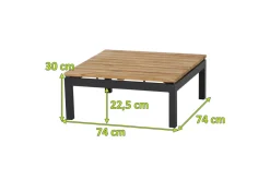 SIENA GARDEN Alvida Loungetisch, anthrazit/natur, Aluminium/Teakholz, 74x74 cm