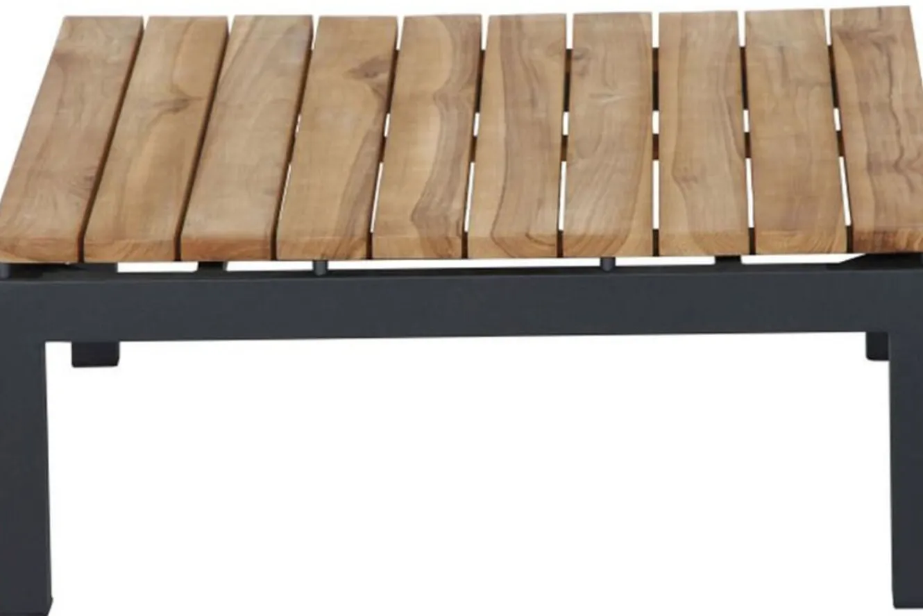 SIENA GARDEN Alvida Loungetisch, anthrazit/natur, Aluminium/Teakholz, 74x74 cm