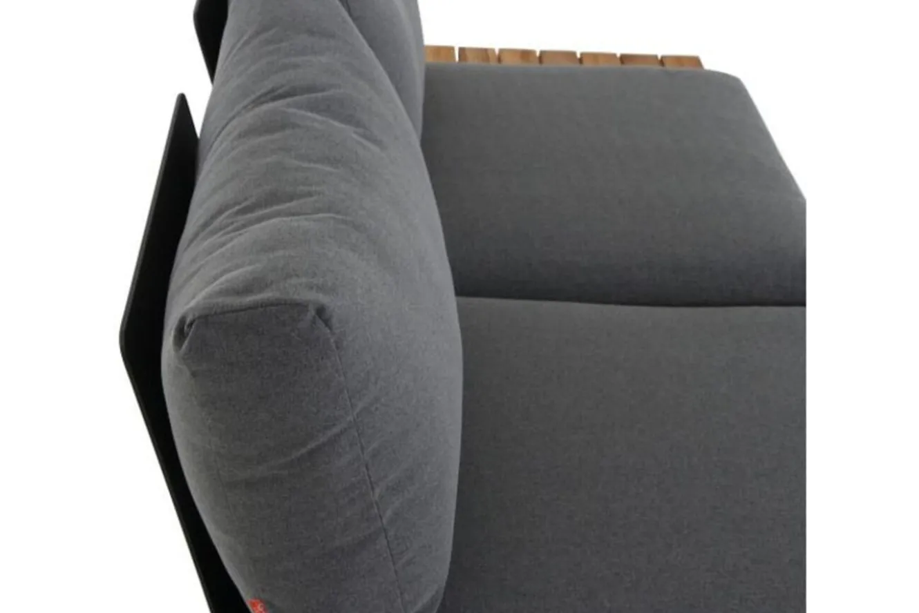 SIENA GARDEN Alvida Zweisitzer links, anthrazit/natur, Aluminium/Ranotex/Teak, 84x175x70 cm, inkl. Polster