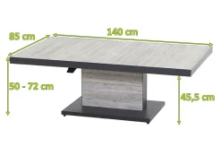 SIENA GARDEN Bellani Lifttisch, matt anthrazit/pine grey, Alu/Keramik, 140 x 85 cm, höhenverstellbar