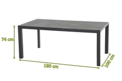 SIENA GARDEN Carlos Esstisch, anthrazit, Alu/Keramik, 180x100 cm, bis zu 6 Personen