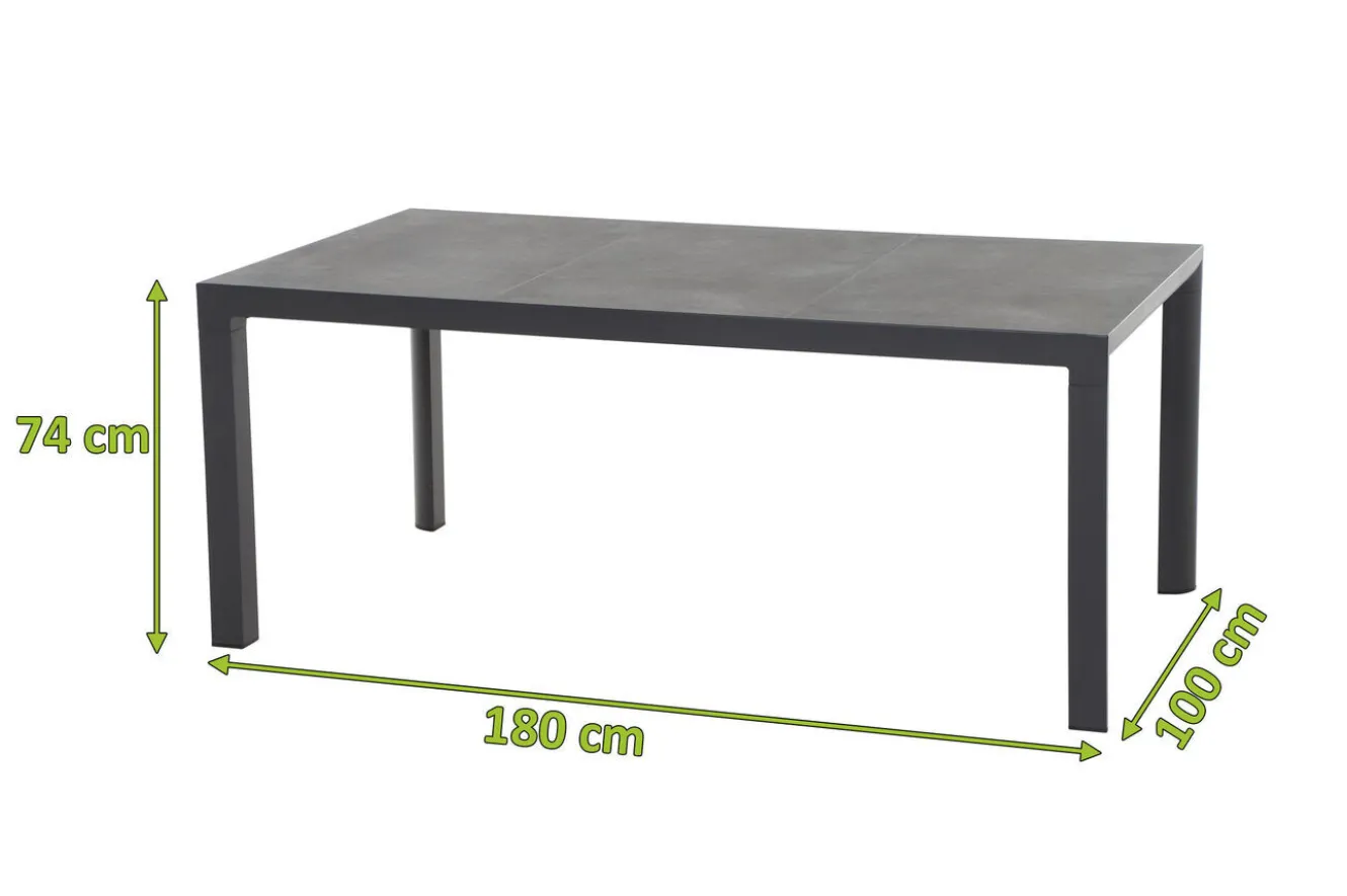 SIENA GARDEN Carlos Esstisch, anthrazit, Alu/Keramik, 180x100 cm, bis zu 6 Personen
