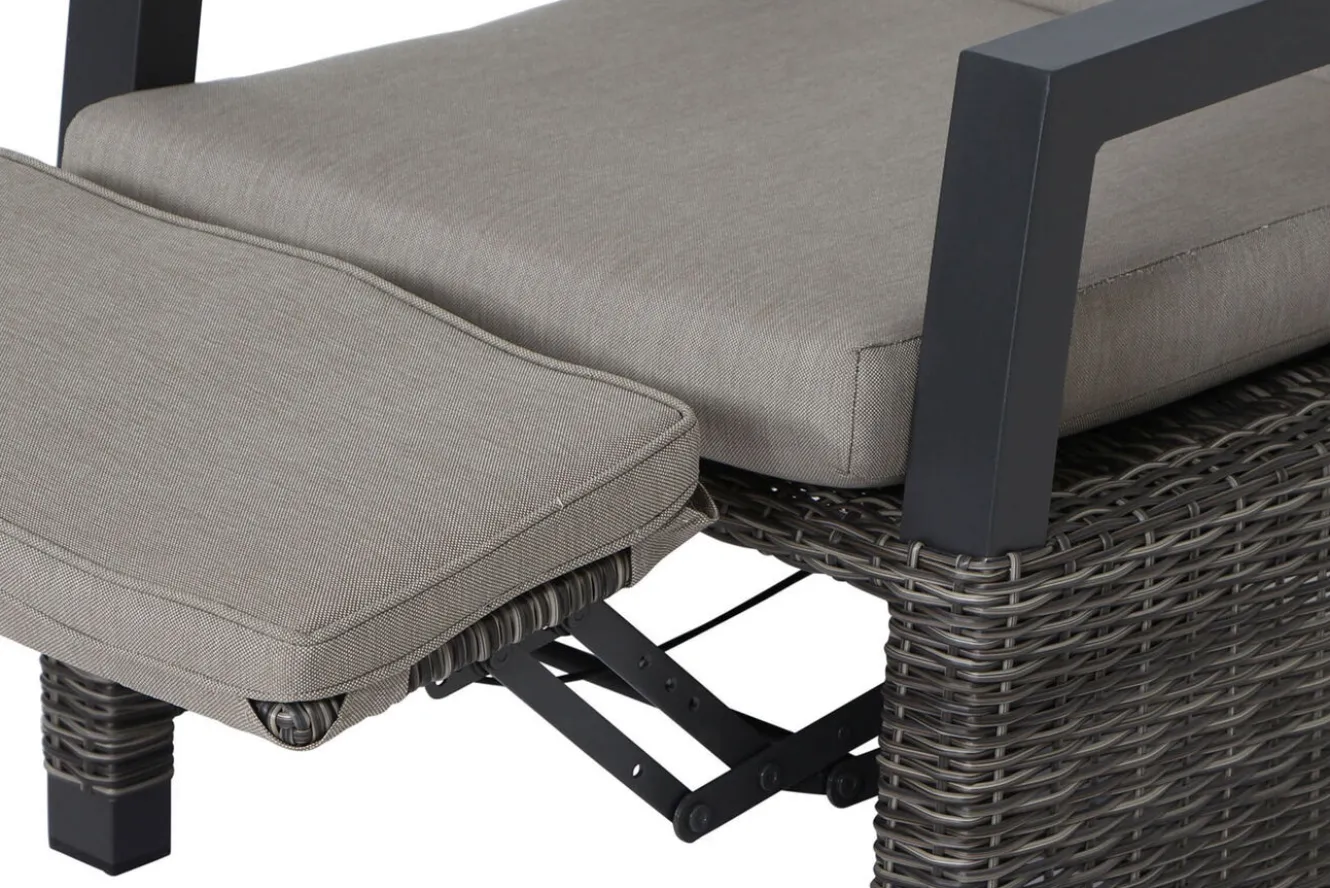 SIENA GARDEN Corido/Bellani Grau Gartenlounge, charcoal/anthrazit/grau, Alu/Gardino®-Geflecht, Lifttisch 160x90 cm, 6 Relaxsessel