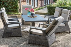 SIENA GARDEN Corido/Bellani Grau Gartenlounge, charcoal/anthrazit/grau, Alu/Gardino®-Geflecht, Lifttisch 160x90 cm, 6 Relaxsessel