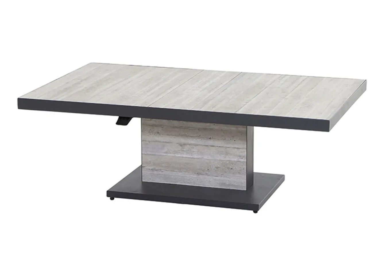 SIENA GARDEN Corido/Bellani Garten-Essgruppe, anthrazit/grau, Alu/Geflecht/Keramik, 140 x 85 x 50-72cm, inkl. 4 Diningsessel