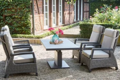 SIENA GARDEN Corido/Bellani Pinie Gartenlounge, charcoal/anthrazit/pinie-grau, Alu/Keramik/Gardino®-Geflecht, Lifttisch 140x85 cm, 4 Loungesessel