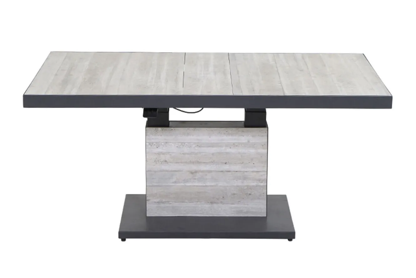 SIENA GARDEN Corido/Bellani Pinie Gartenlounge, charcoal/anthrazit/pinie-grau, Alu/Keramik/Gardino®-Geflecht, Lifttisch 140x85 cm, 4 Loungesessel