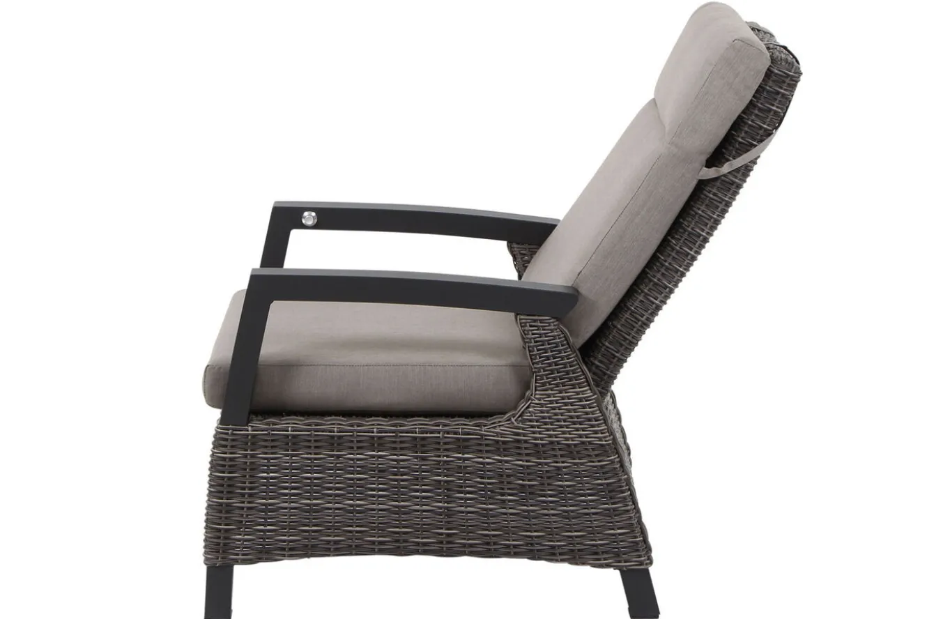 SIENA GARDEN Corido/Bellani Pinie Gartenlounge, charcoal/anthrazit/pinie-grau, Alu/Keramik/Gardino®-Geflecht, Lifttisch 140x85 cm, 4 Loungesessel